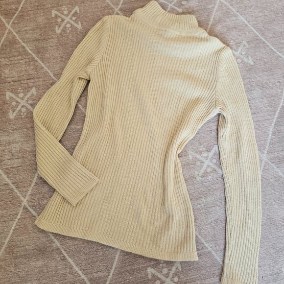 Courrèges French sandy beige mock neck ribbed knit sweater - Picture 9 of 9